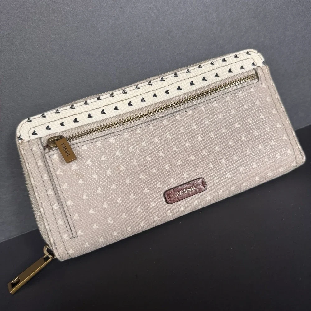 Fossil Logan Multi Picket Leather RFID-Blocking Zip Around Clutch Wallet